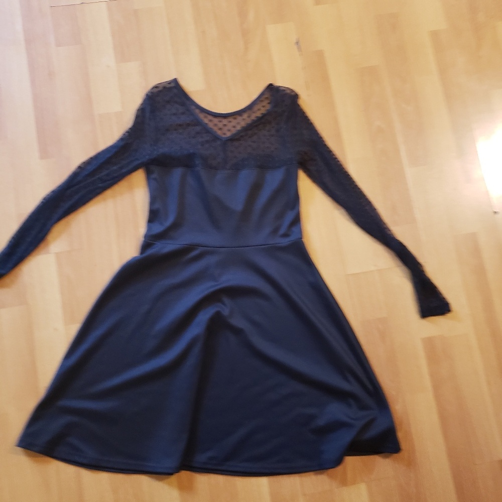 Rock steady long sleeve mesh top skater  dress
